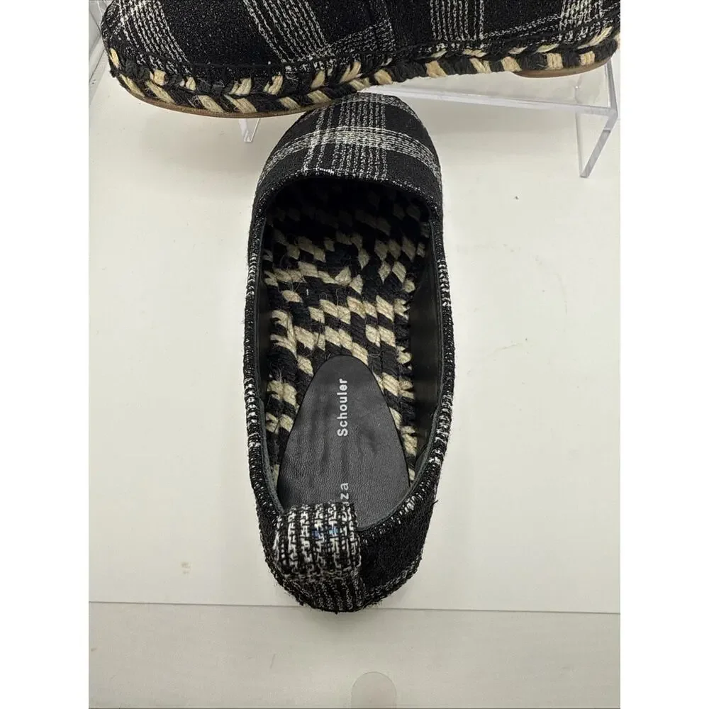 Proenza Schouler Women's Plaid Felt Espadrille Flats Sz 38 EUR or 7.5 US NWB - Picture 7 of 14